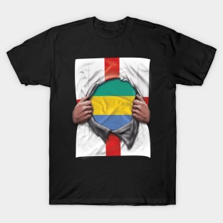 Gabon Flag English Flag Ripped Open - Gift for Gabonese From Gabon T-Shirt